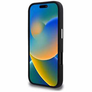 Karl Lagerfeld FW Grained Signature Logo Dėklas iPhone 16 Pro Max - juodas
