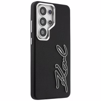 Karl Lagerfeld dėklas Grained Signature Metal Resin Logo Samsung Galaxy S26 Ultra juodas