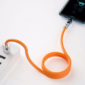 USB laidas Dudao L24CL (180' kampas) Oranžinis Type-C / Lightning 100cm (iki 30W)