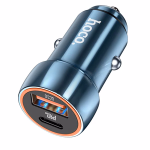 Automobilinis įkroviklis Hoco USB A + USB C PD QC3.0 3A 20W Z46A safyrinis mėlynas