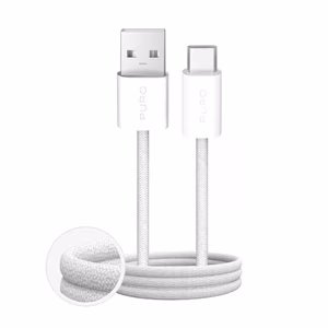 Puro Fabrik 2.0 10W Плетёный кабель USB-A - USB-C 1.5m - белый