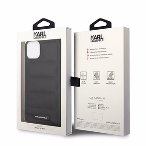 Karl Lagerfeld Puffy Pailgas Logotipas iPhone 14 dėklas - juodas