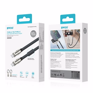 BWOO dirželis kabelis USB-C - USB-C 0.3m 60W su dirželiu