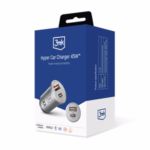 Accessories - 3mk Hyper Car Charger 45W PD QC PPS USB 1A1C Silver