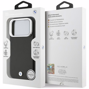 BMW M Sign Metal Logo MagSafe Dėklas for iPhone 17 Pro - juodas