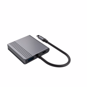 Gembird A-CM-COMBO3-04 USB Type-C 3-in-1 daugiafunkcis adapteris (2x USB prievadas + 2x HDMI + PD), tamsiai pilkas