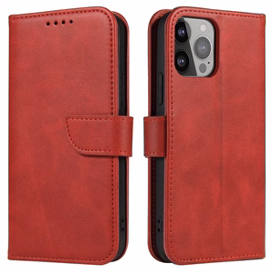 Magnetinis dėklas Samsung Galaxy S23 su atverčiamu piniginės dangteliu ir stovu raudona