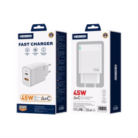 JELLICO sieninis įkroviklis C107 GaN PD 45W 1xUSB-C + 1xUSB QC3.0 baltas