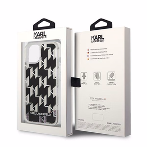 Karl Lagerfeld KLHCP14SLMNMK iPhone 14 6.1 "kietasis dėklas juodas / juodas skystas blizgutis Monogram