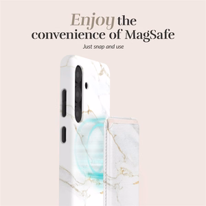 MIO White Marble Magsafe Dėklas su kortelių laikiklyje