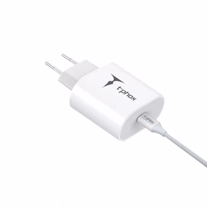 SIENINIS ĮKROVIKLIS T-PHOX ISPEED 20W USB-C/LIGHTNING LAIDAS BALTAS