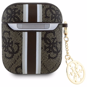 Guess GUA2P4RPSW AirPods 1/2 dėklas rudas 4G Printed Stripes Charm