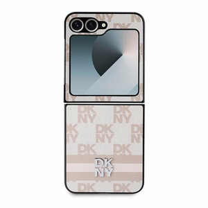 DKNY Checkered Pattern Printed Stripes Dėklas telefonui Samsung Galaxy Z Flip 6 - rožinis