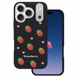 Braškių dėklas, skirtas iPhone 17 Pro Max / 18 Pro Max 6,9'', juodas