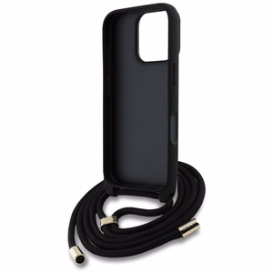 Guess 4G Big Logo Cord Stap dėklas telefonui iPhone 16 Pro - rudas