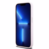 DKNY Skystas silikoninis mažas metalinis logotipas magnetinis dėklas telefonui iPhone 14 Pro - rožinė