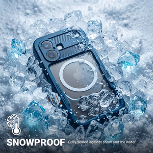 Crong Seal Cover vandeniui atsparus IP68 dėklas, skirtas iPhone 17 Pro, jūrinis mėlynas