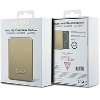 Guess Magnetinė Metalinis Script Logotipas indukcinė išorinė baterija 15W 5000mAh - auksinė