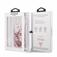 Guess GUHCP13SLGPEPI iPhone 13 mini 5.4" rožinis/rožinis kietas dėklas Peony Liquid Glitter