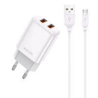 JELLICO tinklinis įkroviklis EU02 2.4A 12W 2xUSB + laidas Micro Baltas