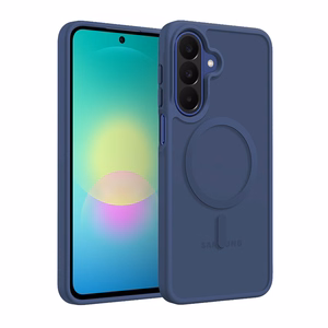 Crong Hybrid Matte Magnetic MagSafe dėklas, skirtas Samsung Galaxy A27 5G, tamsiai mėlynas