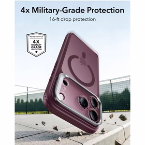 ESR Classic Hybrid Kickstand MagSafe dėklas, skirtas iPhone 18 Pro Max / 17 Pro Max, matinis tamsiai vyšninės spalvos