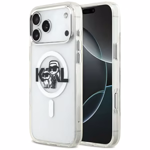 KARL LAGERFELD чехол для IPHONE 17 Pro Max совместимый с MagSafe KLHMP17XHGKCGKBT (IML Glitter K&C Sketch Logo) прозрачный