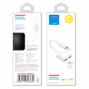 Joyroom S-Y104 ausinių adapteris Lightning / 2x Lightning - baltas