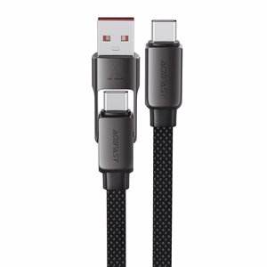 "Acefast" C13-04 USB-C - USB-A / USB-C kabelis 480Mb/s 3A 1,2 m - juodas