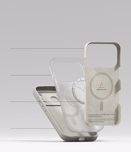 Ringke MagSafe silikoninis dėklas, skirtas iPhone 18 Pro – smėlio spalvos