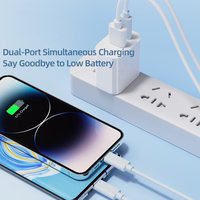 Rock sieninis įkroviklis T43 - USB + Type C - QC 3.0 PD 20W 3A baltas