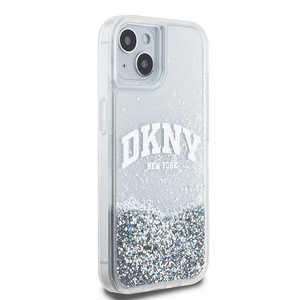 DKNY skystojo blizgučio didelio logotipo dėklas telefonui iPhone 15 / 14 / 13 - baltas