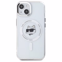 Karl Lagerfeld IML Metalinė Choupette galva MagSafe dėklas iPhone 15 Plus - baltas