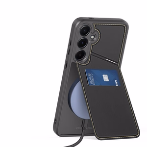 Dėklas telefonui Samsung Galaxy S25+ su stovu ir pinigine (m) - juodas