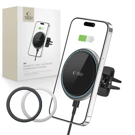 Tech-Protect A2 automobilinis laikiklis telefonui su MagSafe 15W indukciniu įkrovikliu ventiliacijos angai - juodas