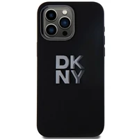 DKNY Skystas silikoninis metalinis logotipas dėklas telefonui iPhone 15 Pro Max - juodas