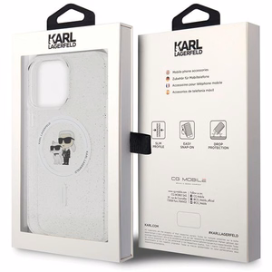 Karl Lagerfeld KLHMP14XHGKCNOT Karl & Choupette Glitter dėklas, skirtas iPhone 14 Pro Max 6.7", su MagSafe, skaidrus