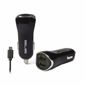 Beline automobilinis įkroviklis 2xUSB + microUSB 2,1A juodas