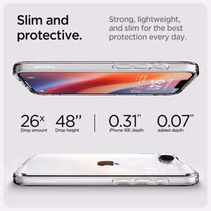 Spigen Ultra Hybrid iPhone 16e dėklas - skaidrus