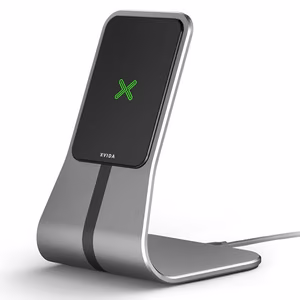 XVIDA POWER 2 Qi 7.5 W belaidžio įkrovimo stovas stalui, sidabro spalvos