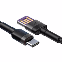 Baseus Cafule USB-C kabelis Huawei SuperCharge, QC 3.0, 5A 1m (juodas + pilkas)
