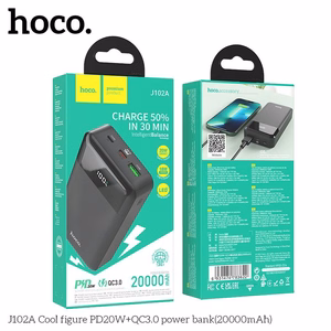 Išorinė baterija (f) Hoco 20000 mAh QC3.0 PD 3A 20W J102A juoda