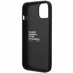 Dėklas BMW BMHCP14M22NBCK iPhone 14 Plus 6.7 - juodas odinis dėklas su karbono odos efektu