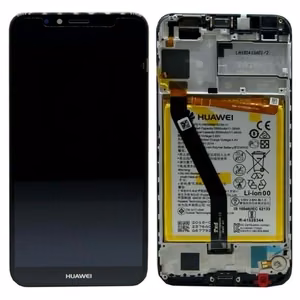 LCD ekranas Huawei Y6 2018/Y6 Prime 2018 su lietimo ekranu, rėmeliu ir baterija juodas originalus (service pack)
