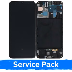 Ekranas skirtas Samsung A505 2019 A50 juodas su rėmeliu (Service Pack)