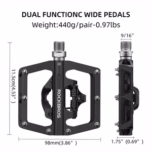 Rockbros PD15-BK aliuminio lydinio dviračio pedalai - juodi