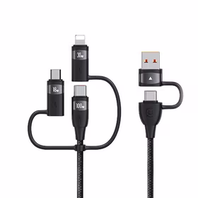 USAMS Laidas U85 2xUSB-C/USB/Micro-USB/ Lightning 6w1 1,2m 100W PD Fast Charge juodas SJ645USB01 (US-SJ645)