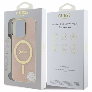 Guess IML 4G Magnetinis dėklas telefonui iPhone 16 Pro - rožinis
