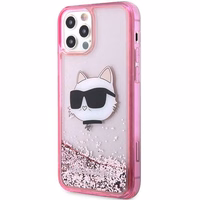 Karl Lagerfeld KLHCP12MLNCHCP iPhone 12/12 Pro 6.1" rožinis/rožinis kietas dėklas Blizgantis Choupette Galva