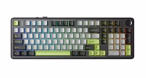 F99 Pro Black+Grey+Green GrayWood RGB AULA gasket klaviatūra